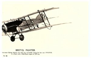 Bristol Fighter used during the late war Airplane Postcard