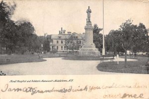 Middletown New York Thrall Hospital and Soldiers Monument Postcard AA84334