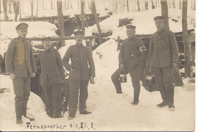 RPPC WWI Era, German Soldiers, Telephone Corps, Equipment, Red Cross, 1917