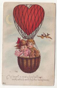 PC36 JLs postcard 1912 pm balloon children birds moon nice