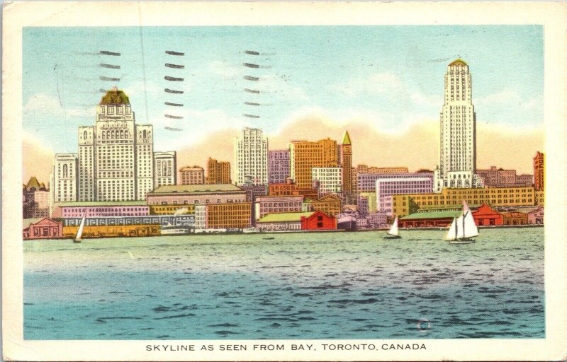 Skyline Seen Bay Toronto Canada Ca Saiboat Wob Note Ontario Cancel Pm Postcard 