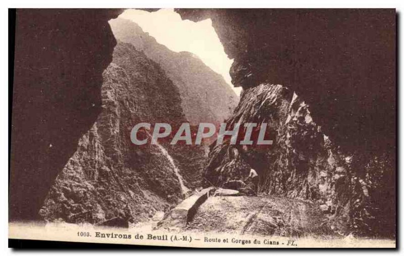 Old Postcard surroundings Beuil A M Road and Gorge Cians