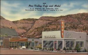 Orderville UT New Valley Caf‚ & Motel NICE LINEN Postcard