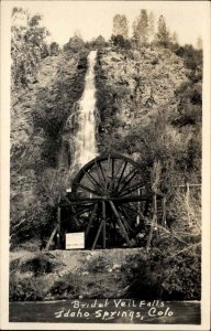 Idaho Springs Colorado CO Bridal Veil Falls Mill Wheel Real Photo Postcard