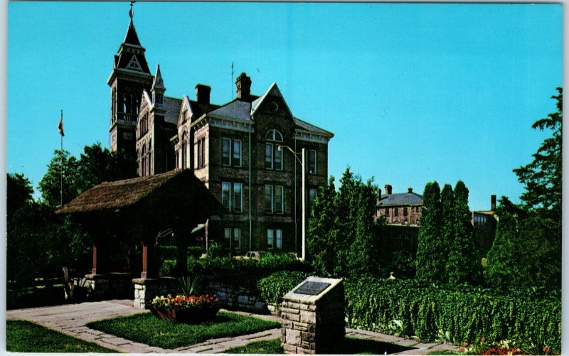 1960s Stratford ON Shakespearean Gardens Perth County Courthouse Postcard Canada