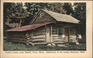 Tracy MN Cook's Cabin Lake Shetek Native Indian Massacre Postcard c1910