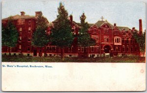 Saint Mary's Hospital Rochester Minnesota MN Pines Trees In Front Postcard