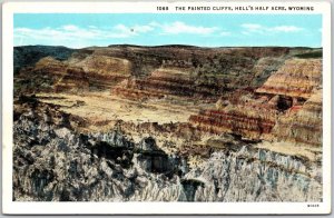 WY-Wyoming, Painted Cliffs, Hell's Half Acre, Vibrant Rock Formation, Postcard