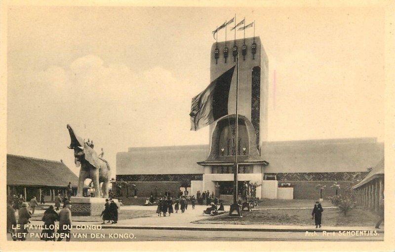 International Exhibition Postcard souvenir Bruxelles 1935 Congo pavilion