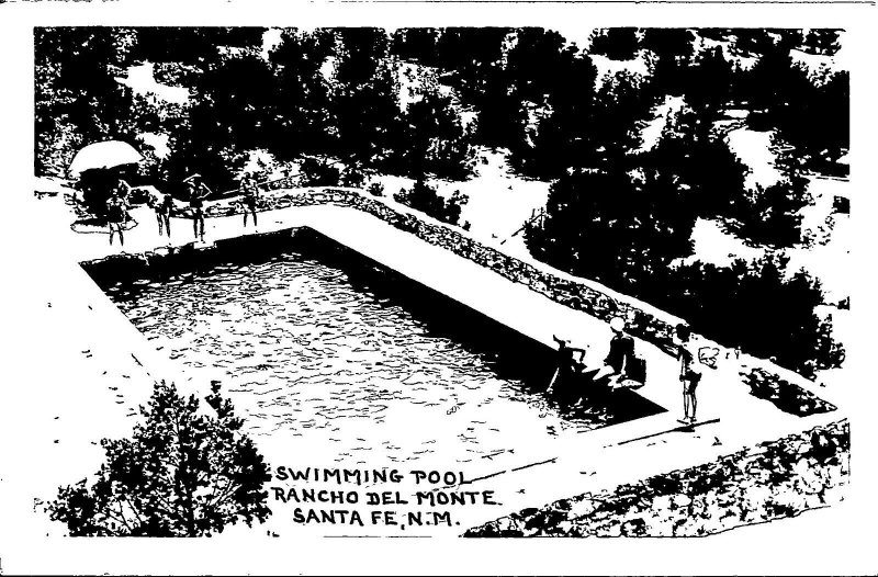 Swimming Pool Rancho Del Monte Santa Fe NM Real Photo Postcard PC190