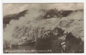 Kereru Pohutu Geysers Whakarewarewa New Zealand RPPC Real Photo postcard