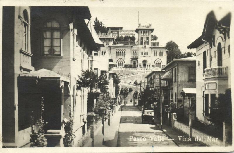 chile, VINA DEL MAR, Paseo Valle (1923) RPPC Stamps