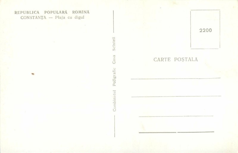 Romania carte postala Constanta aspect litoral plaja si digul