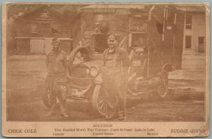 TWO DISABLED WWI VETERANS DOUGH BOY CAR AUTO ANTIQUE POSTCARD