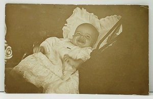 RPPC Baby Full of Smiles Chicago Ill to Cedar Rapids Iowa 1912 Postcard C9