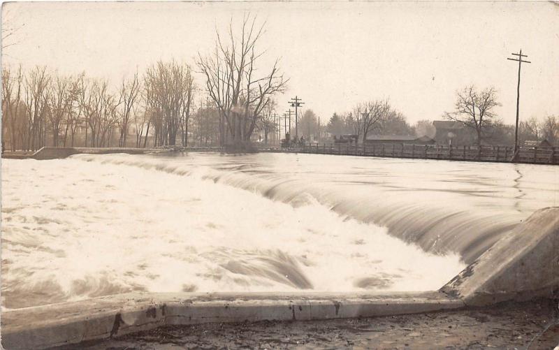 D84/ Three Rivers Michigan Mi Real Photo RPPC Postcard 1906 Homes River Dam