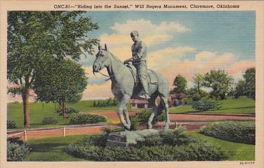 Riding Into The Sunset Will Rogers Monument Claremore Oklahoma
