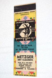 Metzger Dry Cleaners 20 Strike Matchbook Cover