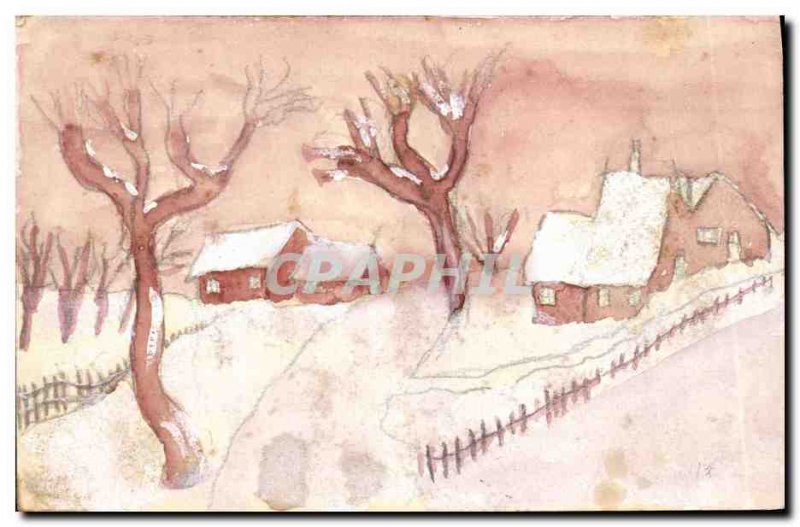 Old Postcard Fantasy Landscape (drawing hand)