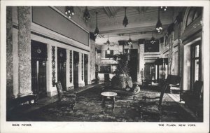 New York City NYC NY The Plaza Main Foyer Real Photo Vintage Postcard