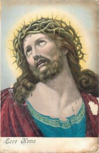 Religious embossed Postcard Jesus Christ icon Ecce Uomo
