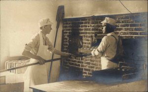 Bakers Bread Oven Men Fleischmann's Hats Yeast? Real Photo Postcard c1910