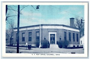 Caldwell Ohio Postcard United States Post Office Building Exterior 1956 Vintage