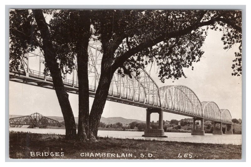 Postcard Bridges Chamberlain S. D. South Dakota RPPC Real Photo