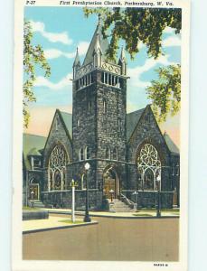 Unused Linen CHURCH SCENE Parkersburg West Virginia WV hs7299