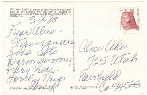 Mt Whitney, Dawn, California, Vintage 1983 Postcard, Easter Seals Slogan Cancel