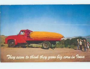 Unused 1950's EXAGGERATION - HUGE CORN ON BACK OF TRUCK n0413