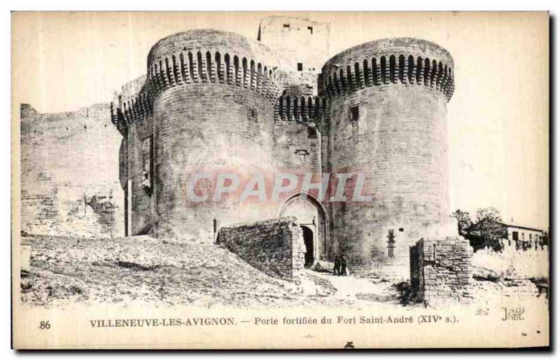 Old Postcard Villeneuve Avignon fortified gate of the Fort Saint-André