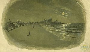 Clark's ONT Spool Cotton Moonlight Coney Island Victorian Trade Card Rare Large