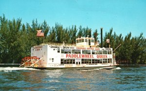 Vintage Postcard The Paddlewheel Queen Gold Coast's Cruise Boat Lauderdale FL