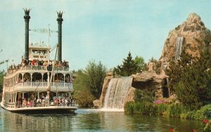 Vintage Postcard Mark Twain Steamboat Beautiful Waterfalls Frontierland Rivers