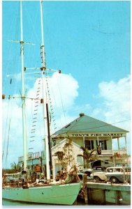 KEY WEST, Florida FL ~ Roadside TONY'S FISH MARKET Restaurant c1960s Postcard