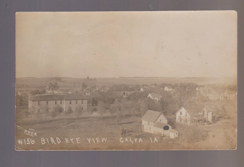 Galva IOWA RPPC 1909 BIRDSEYE VIEW nr Schaller Holstein Storm Lake Ida Grove IA