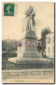 CARTE Postale Old Menton Monument of Aunexion