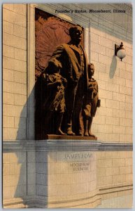 Mooseheart Illinois 1940s Postcard Founder's Statue James J. Davis Ad Back