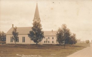 Lagrange ME Union Church & Grange Hall, Real Photo Postcard.