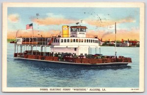 Vintage Postcard 1948 Diesel Electric Ferry Westside Algiers Louisiana LA