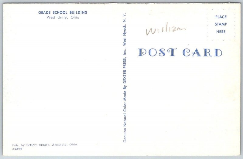 West Unity Ohio 1950s Postcard Grade School Building