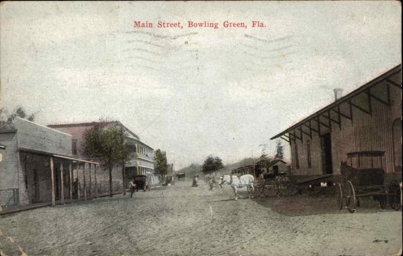 Bowling Green FL Florida Hardee County Main c1910 Postcard TRAIN STATION? 