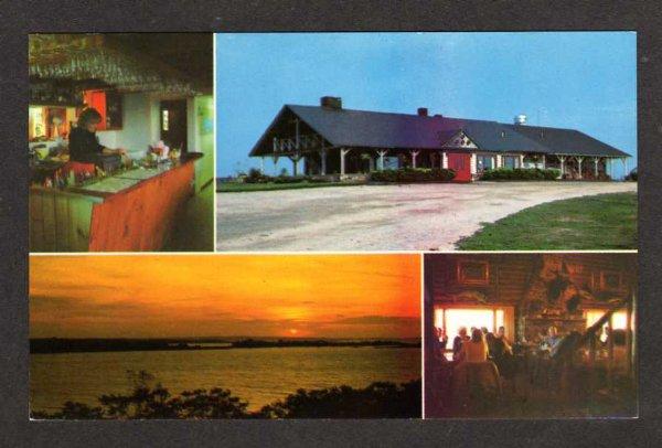 ME Log Cabin Restaurant Bailey Island Maine Postcard Carte Postale PC