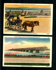 CAp 2 pcs. Montreal Victoria Bridge, Lookout Point Mount Royal Horse & Buggy Un.