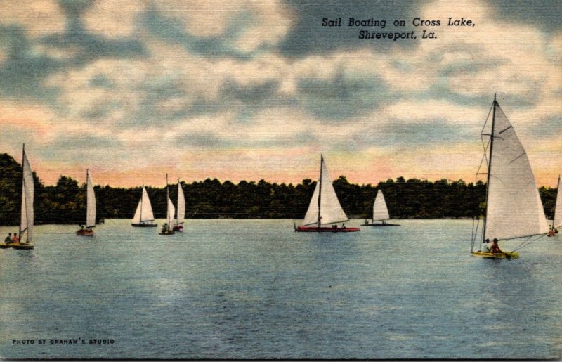 Louisiana Shreveport Sail Boating On Cross Lake 1954 Curteich