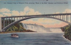 General View Of Niagara Falls Showing Maid Of The Mist Steamer and Rainbow Br...