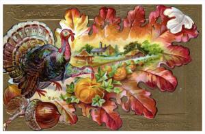 8447 Thanksgiving  Turkey, Maple leaf, Farn scene