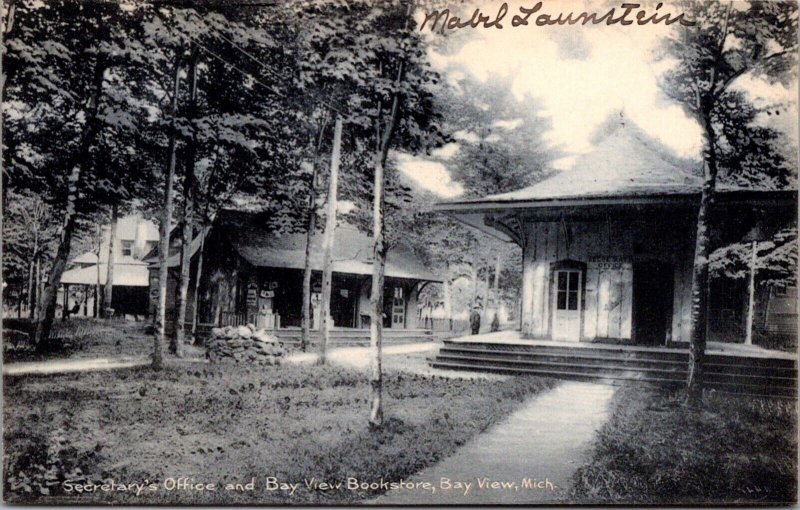 Postcard Secretary's Office and Bay View Bookstore in Bay View, Michigan