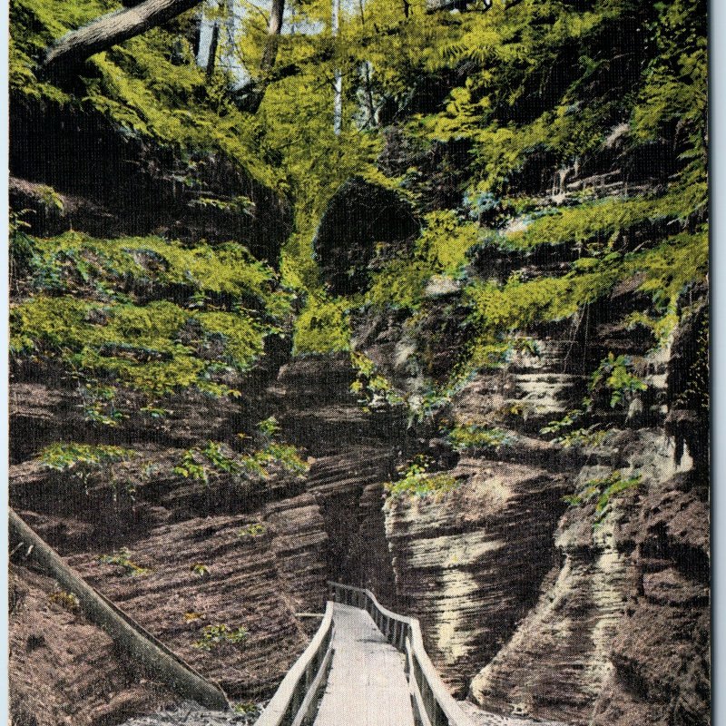 c1940s Wisconsin Dells, WI Witches Gulch Wood Walkway Path Linen PC Trail A284